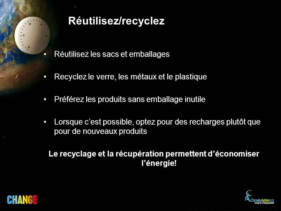 Le recyclage et la récupération permettent d’économiser l’énergie!