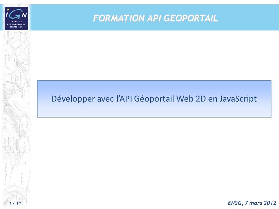 FORMATION API GEOPORTAIL