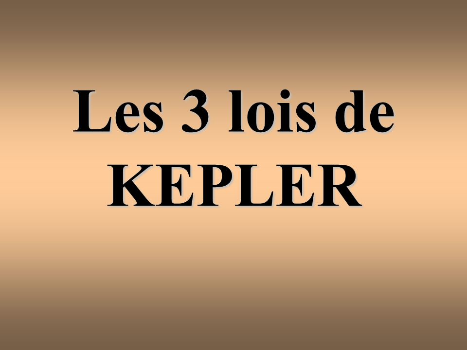 Les 3 lois de KEPLER
