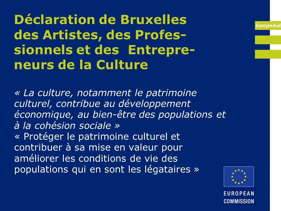Déclaration de Bruxelles des Artistes, des Profes-sionnels et des Entrepre-neurs de la Culture