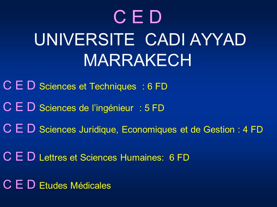 C E D UNIVERSITE CADI AYYAD MARRAKECH