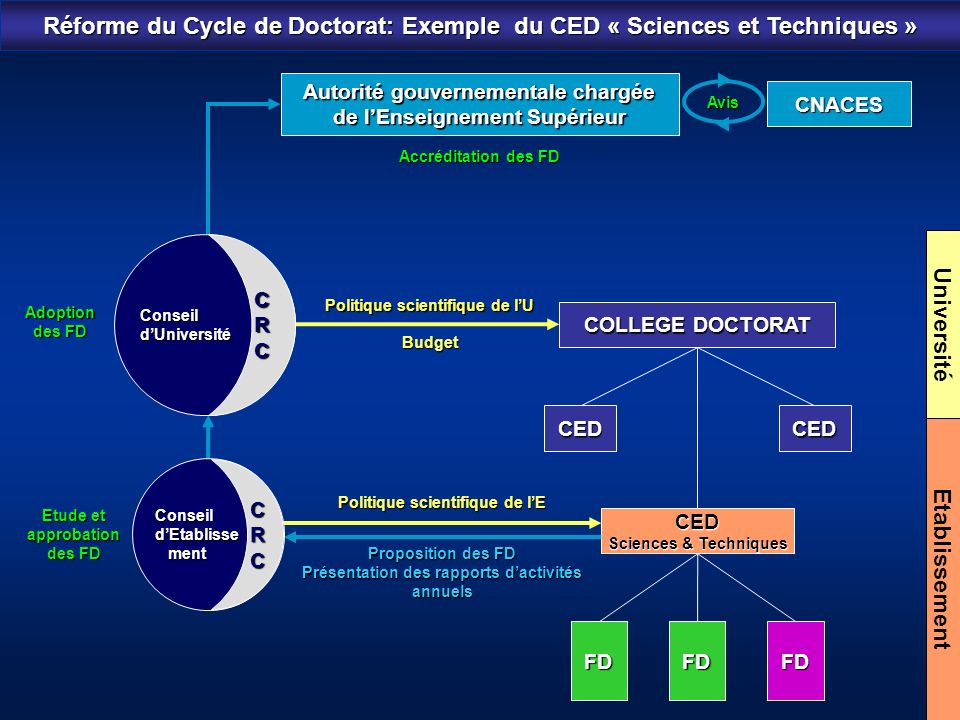 Réforme du Cycle de Doctorat: Exemple du CED « Sciences et Techniques »