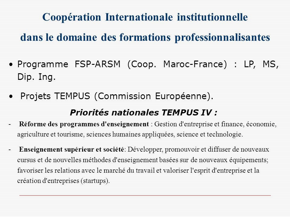 Coopération Internationale institutionnelle