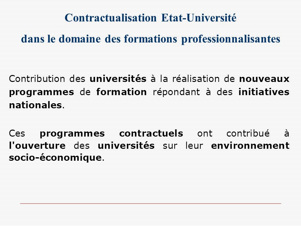 Contractualisation Etat-Université