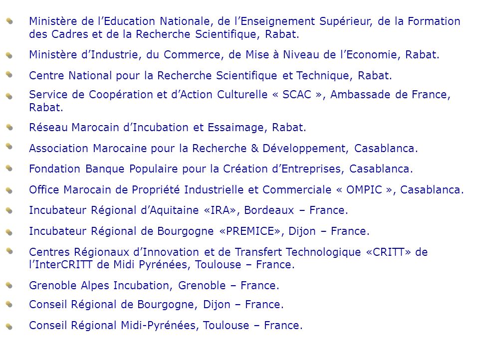 Ministère de l’Education Nationale, de l’Enseignement Supérieur, de la Formation des Cadres et de la Recherche Scientifique, Rabat.