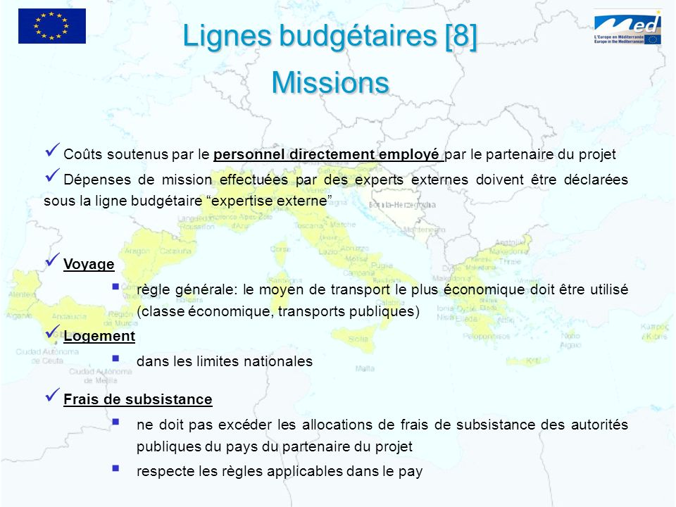 Lignes budgétaires [8] Missions