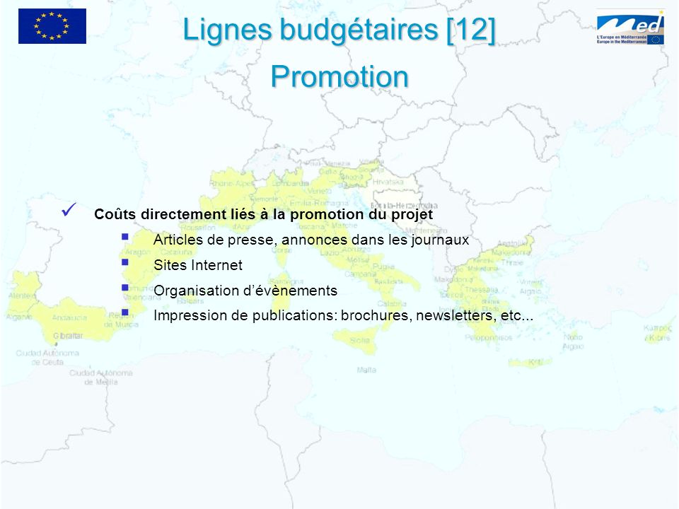 Lignes budgétaires [12] Promotion