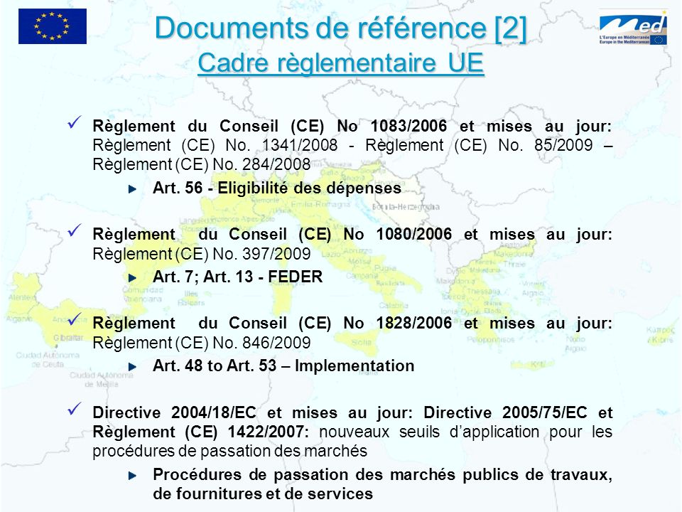Documents de référence [2] Cadre règlementaire UE