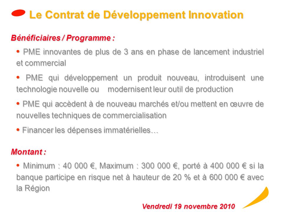 Le Contrat de Développement Innovation