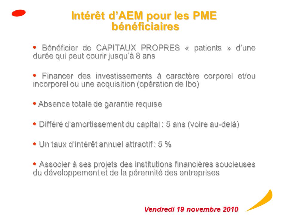 Intérêt d’AEM pour les PME
