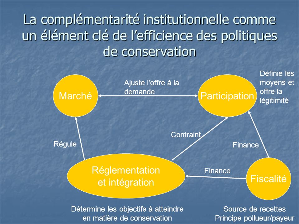 La complémentarité institutionnelle comme un élément clé de l’efficience des politiques de conservation