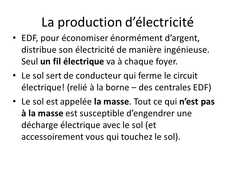 La production d’électricité