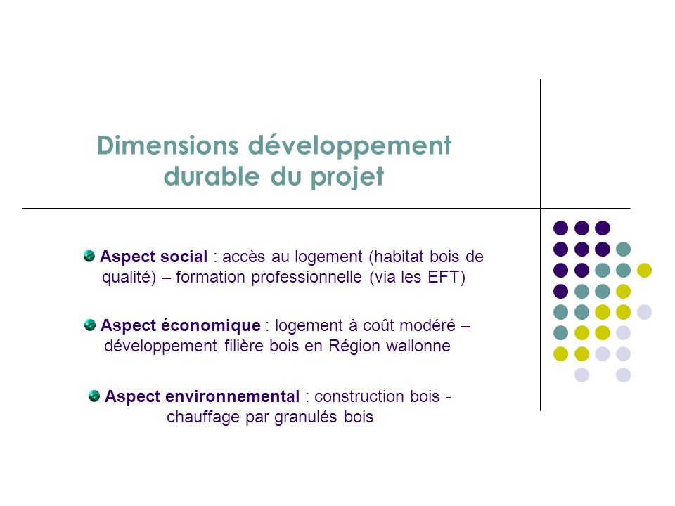Dimensions développement durable du projet