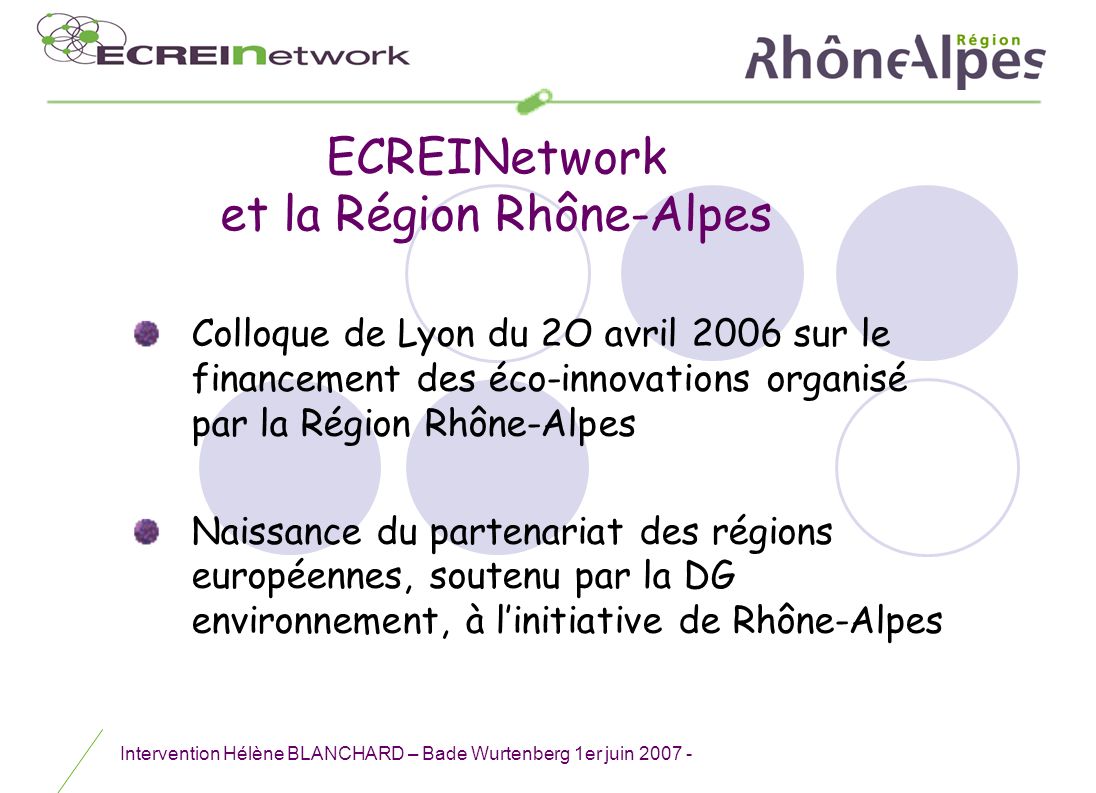 ECREINetwork et la Région Rhône-Alpes