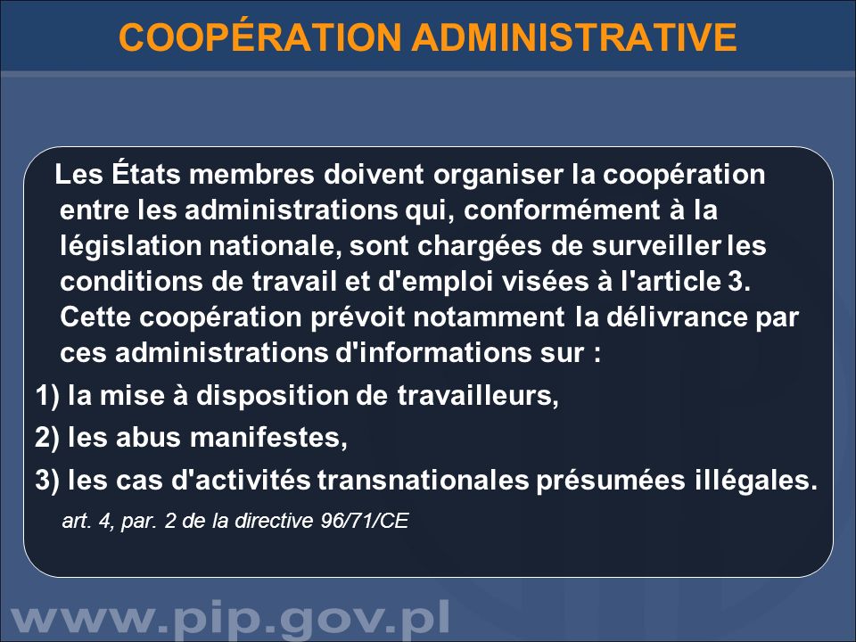 COOPÉRATION ADMINISTRATIVE