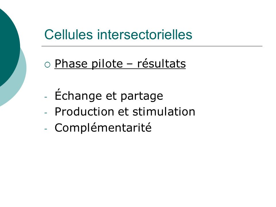 Cellules intersectorielles