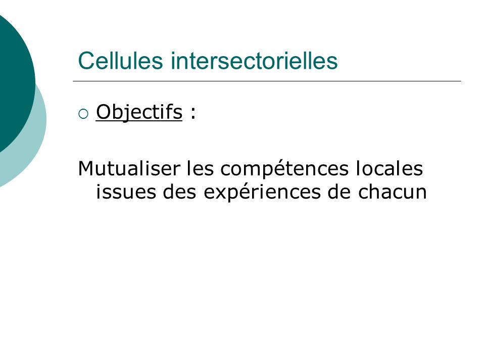Cellules intersectorielles
