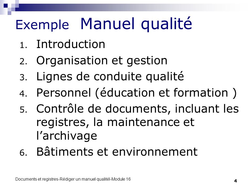 Exemple Manuel qualité