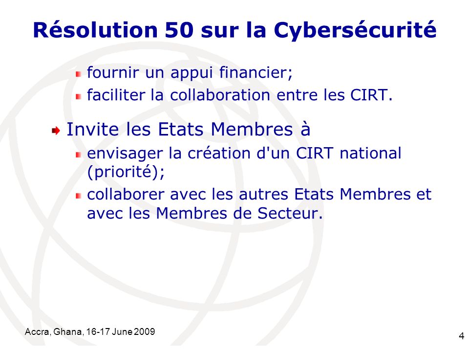 Résolution 50 sur la Cybersécurité