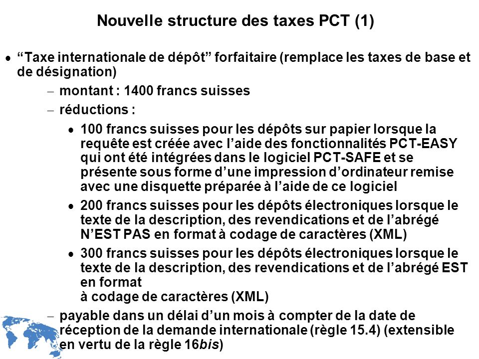 Nouvelle structure des taxes PCT (1)