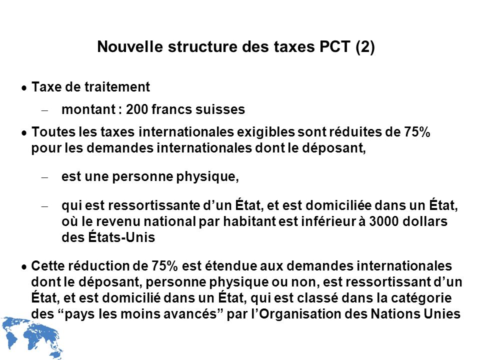 Nouvelle structure des taxes PCT (2)