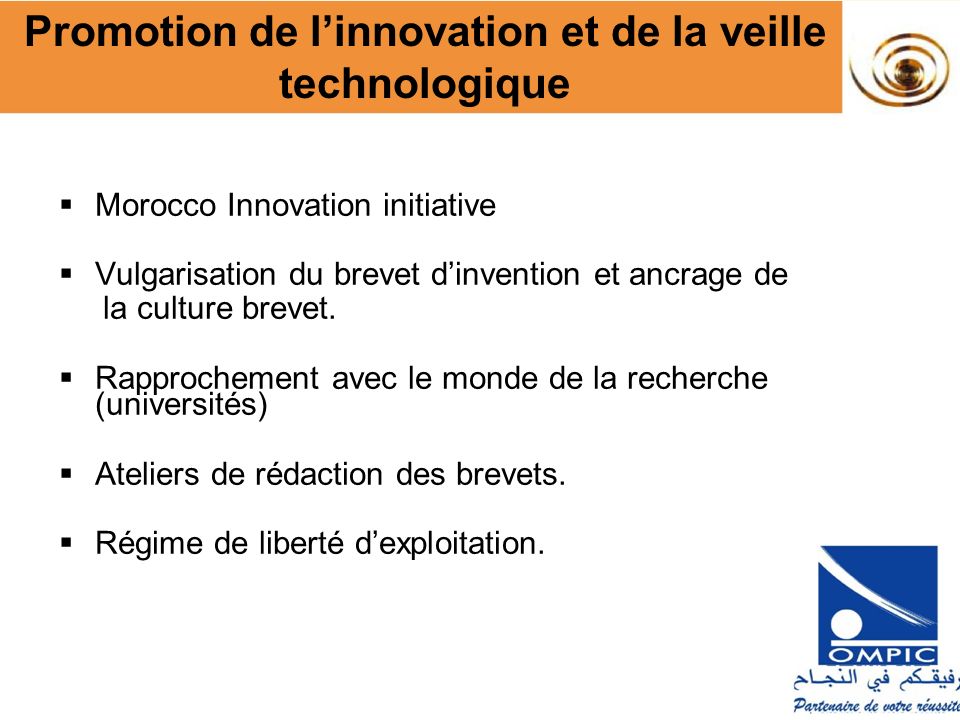 Promotion de l’innovation et de la veille technologique