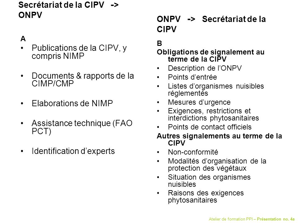 Secrétariat de la CIPV -> ONPV