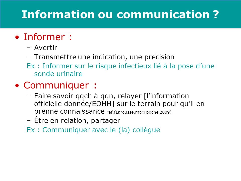 Information ou communication