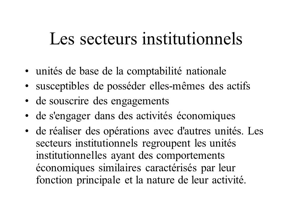 Les secteurs institutionnels