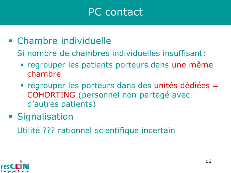 PC contact Chambre individuelle Signalisation