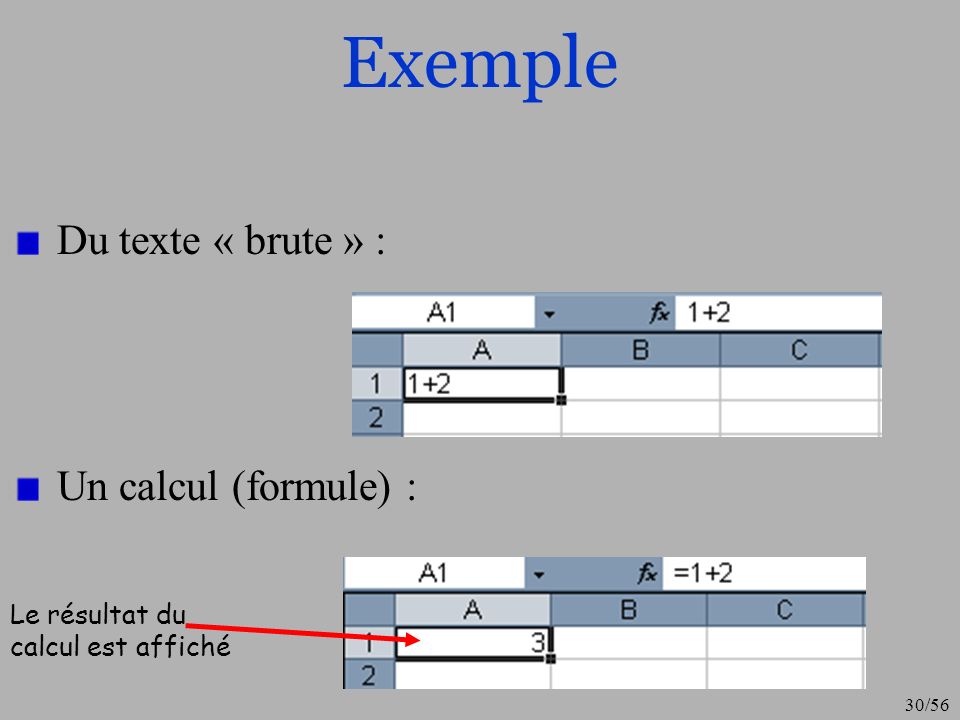 Exemple Du texte « brute » : Un calcul (formule) :