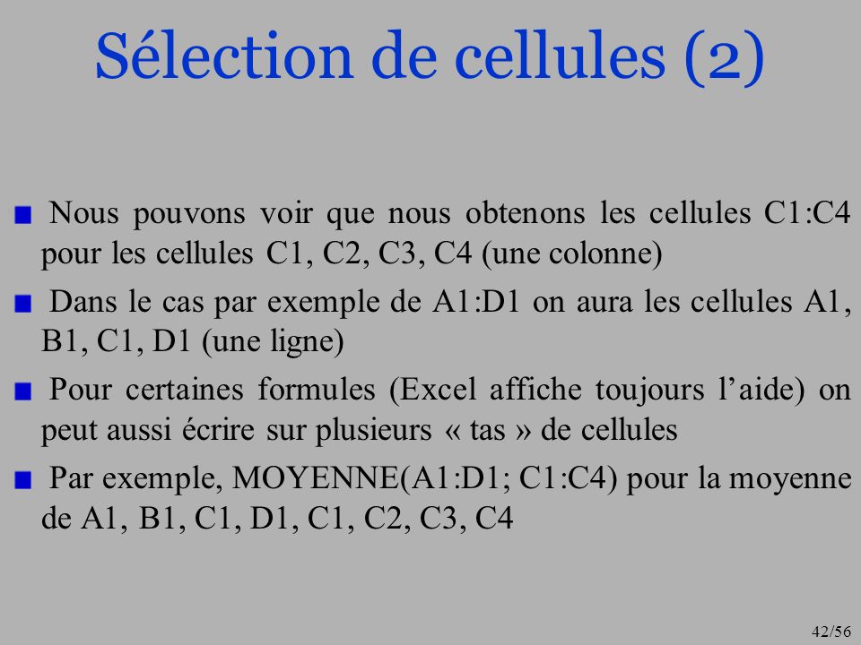 Sélection de cellules (2)