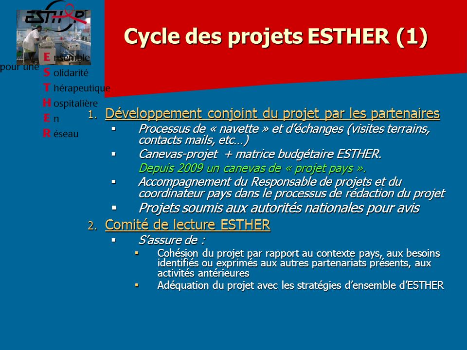 Cycle des projets ESTHER (1)