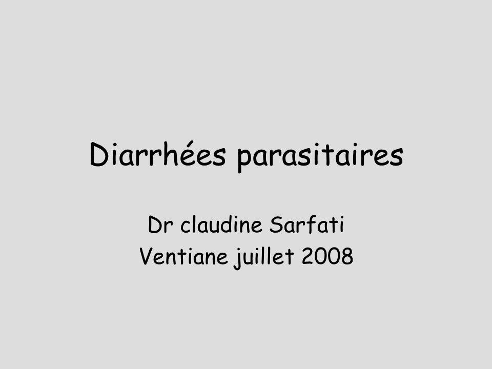 Diarrhées parasitaires