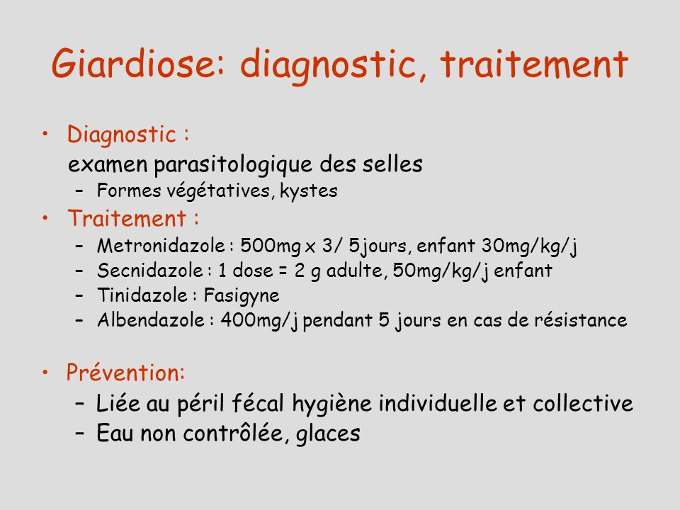 Giardiose: diagnostic, traitement
