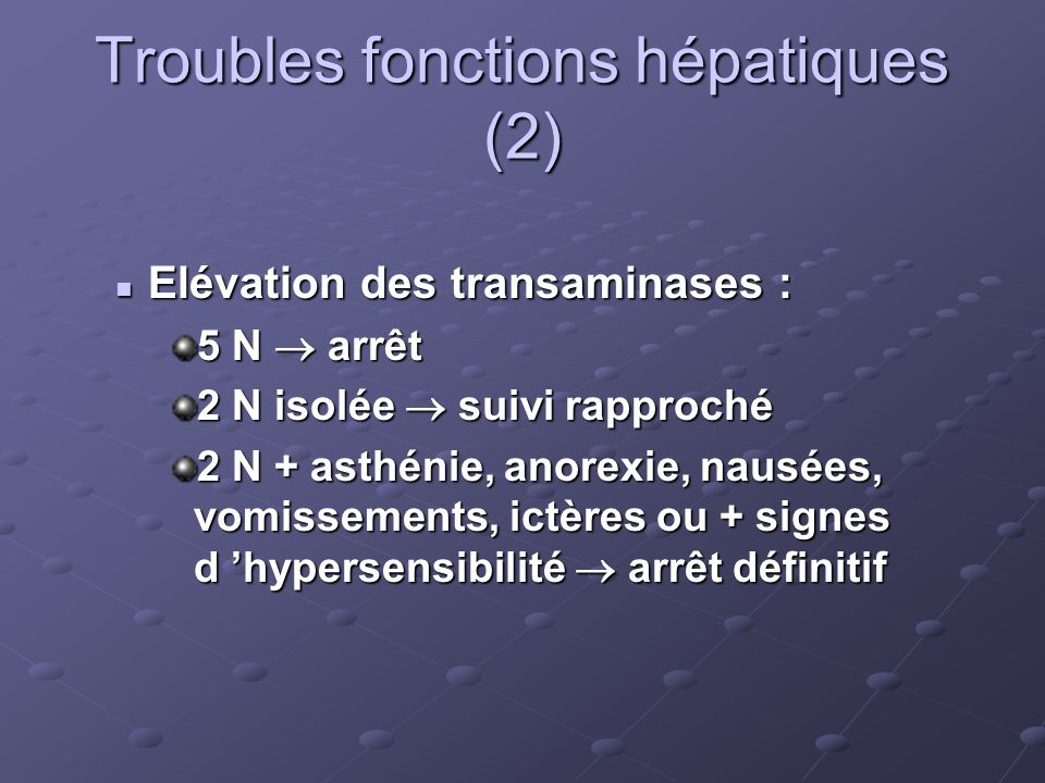 Troubles fonctions hépatiques (2)