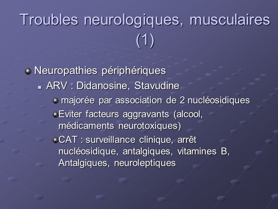 Troubles neurologiques, musculaires (1)