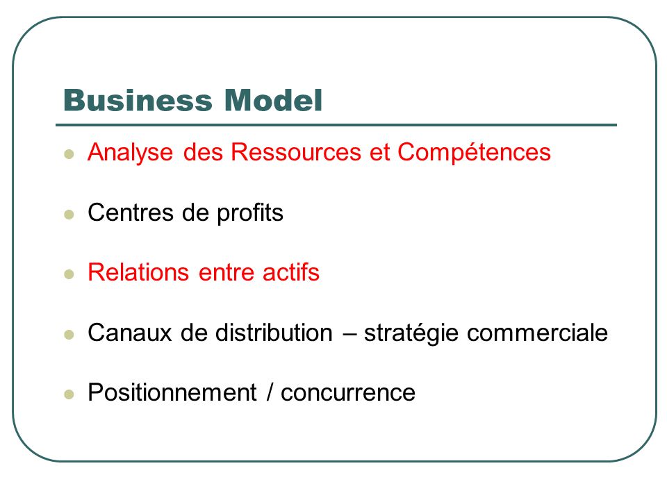 Business Model Analyse des Ressources et Compétences