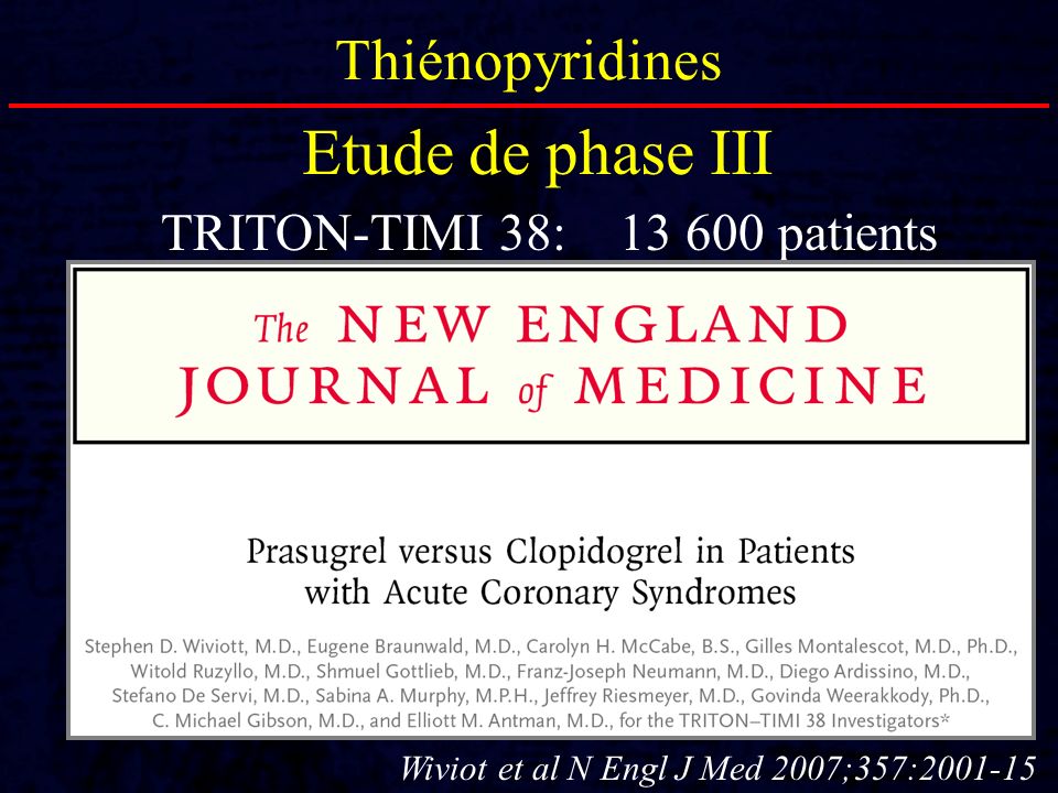 Etude de phase III Thiénopyridines TRITON-TIMI 38: patients