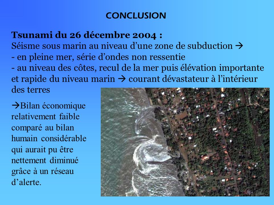CONCLUSION Tsunami du 26 décembre 2004 :