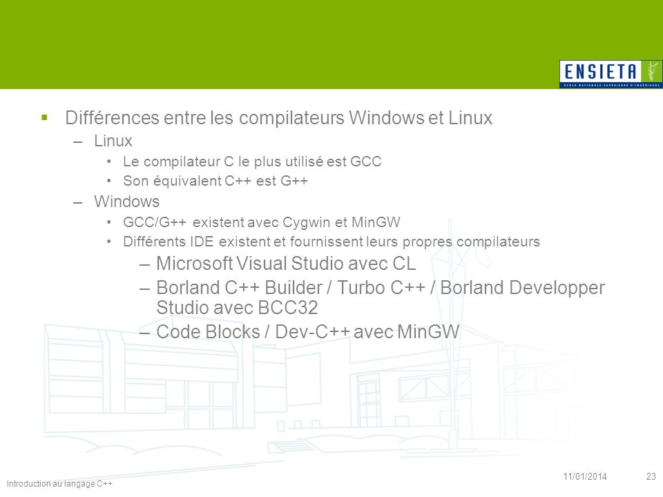 Différences entre les compilateurs Windows et Linux
