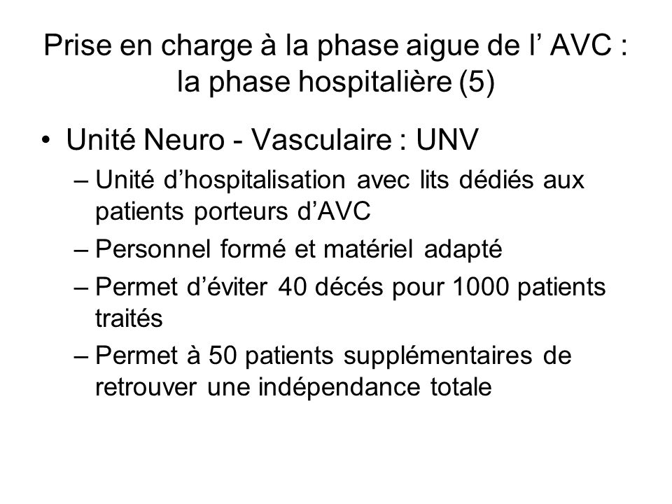 Prise en charge à la phase aigue de l’ AVC : la phase hospitalière (5)