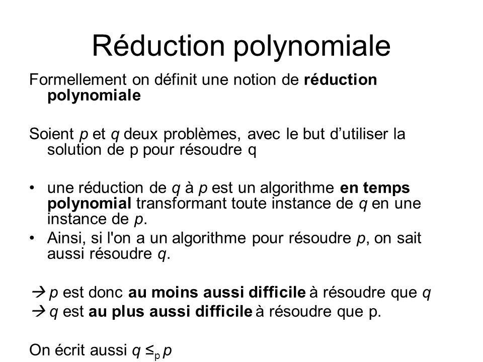 Réduction polynomiale