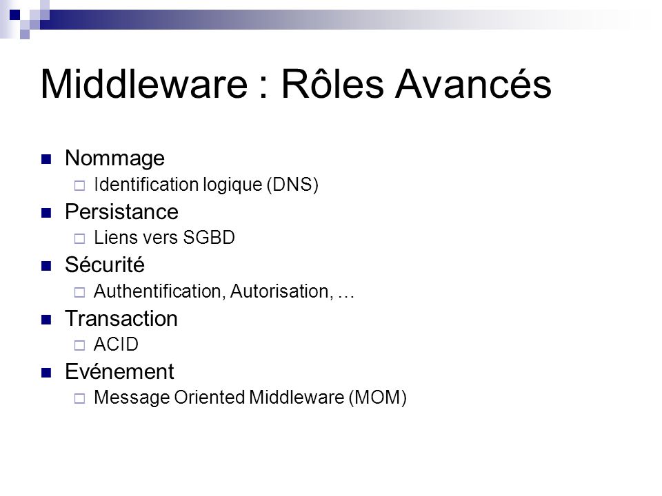 Middleware : Rôles Avancés