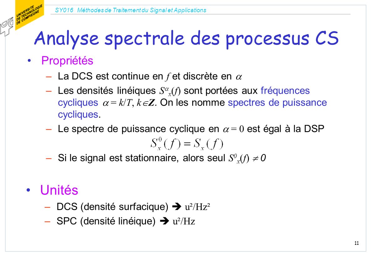 Analyse spectrale des processus CS