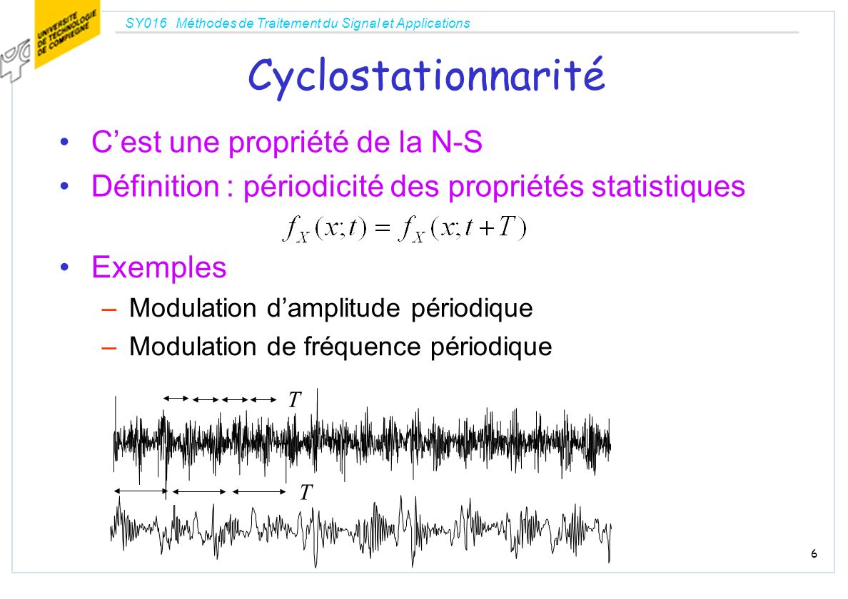 Cyclostationnarité C’est une propriété de la N-S