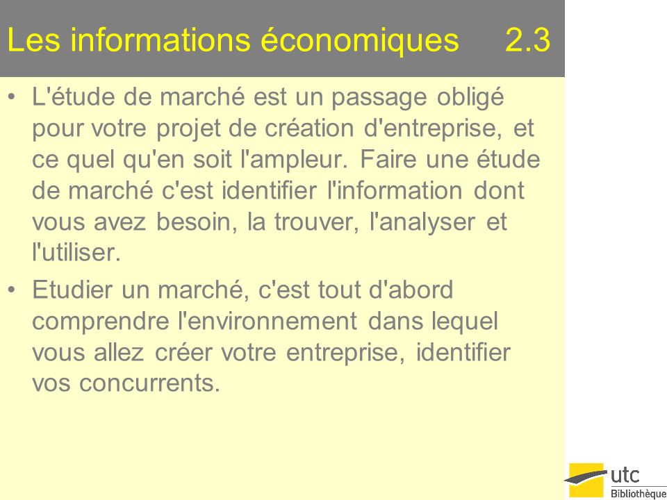 Les informations économiques 2.3