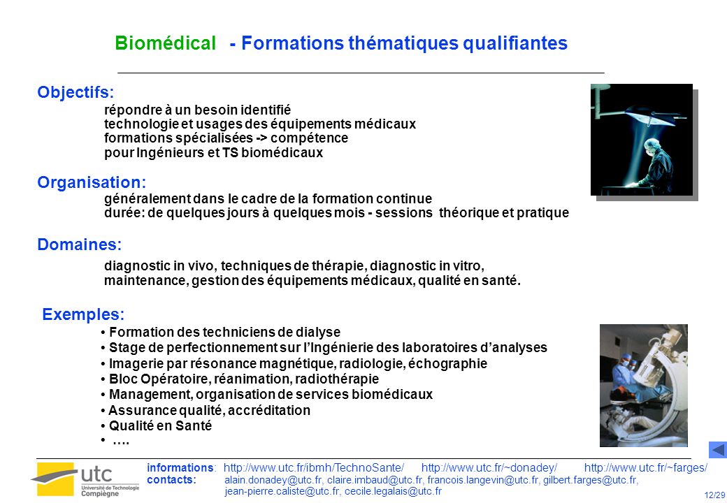 Biomédical - Spécialisation des Ingénieurs Biomédicaux Hospitaliers - IBMH Mastère Spécialisé « Equipements Biomédicaux » 2/2