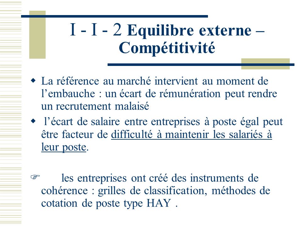I - I - 2 Equilibre externe – Compétitivité