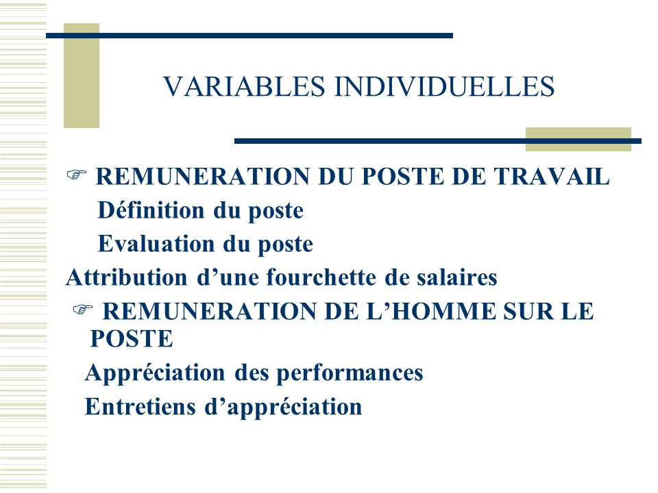 VARIABLES INDIVIDUELLES